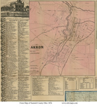 Akron - Portage , Ohio 1856 Old Town Map Custom Print - Summit Co.