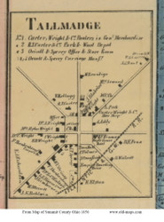 Talmadge Village - Tallmadge, Ohio 1856 Old Town Map Custom Print - Summit Co.