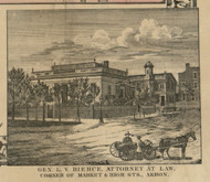 Akron Bierce Residence - Portage , Ohio 1856 Old Town Map Custom Print - Summit Co.