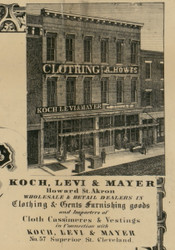 Akron Koch Levi & Mayer Building - Portage , Ohio 1856 Old Town Map Custom Print - Summit Co.
