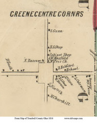 Greene Centre Corners - Greene , Ohio 1856 Old Town Map Custom Print - Trumbull Co.