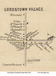 Lordstown Village - Lordstonw, Ohio 1856 Old Town Map Custom Print - Trumbull Co.