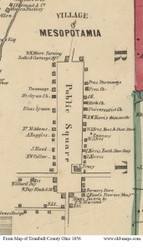 Mesopotamia Village - Mesopotamia, Ohio 1856 Old Town Map Custom Print - Trumbull Co.
