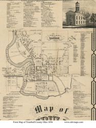 Warren Village - Warren , Ohio 1856 Old Town Map Custom Print - Trumbull Co.