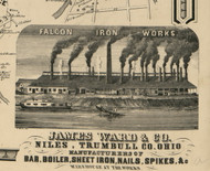 Niles Falcon Iron Works - Weathersfield, Ohio 1856 Old Town Map Custom Print - Trumbull Co.