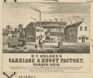Belden Carriage & Buggy Factory - Warren , Ohio 1856 Old Town Map Custom Print - Trumbull Co.
