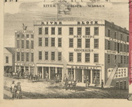 River Block - Warren , Ohio 1856 Old Town Map Custom Print - Trumbull Co.