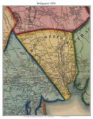 Bridgeport, Connecticut 1856 Fairfield Co. - Old Map Custom Print