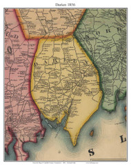 Darien, Connecticut 1856 Fairfield Co. - Old Map Custom Print