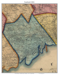 Fairfield, Connecticut 1856 Fairfield Co. - Old Map Custom Print