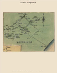 Fairfield Village, Connecticut 1856 Fairfield Co. - Old Map Custom Print