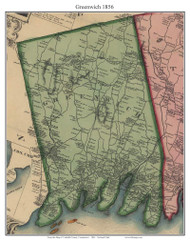Greenwich, Connecticut 1856 Fairfield Co. - Old Map Custom Print