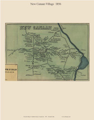 New Canaan Village, Connecticut 1856 Fairfield Co. - Old Map Custom Print
