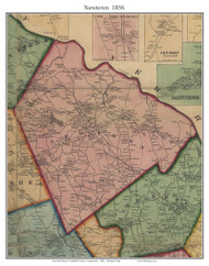 Newtown, Connecticut 1856 Fairfield Co. - Old Map Custom Print