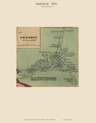 Sandy Hook, Connecticut 1856 Fairfield Co. - Old Map Custom Print