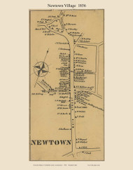 Newtown Village, Connecticut 1856 Fairfield Co. - Old Map Custom Print