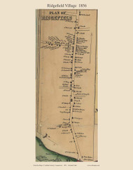 Ridgefield Village, Connecticut 1856 Fairfield Co. - Old Map Custom Print