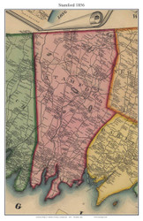 Stamford, Connecticut 1856 Fairfield Co. - Old Map Custom Print