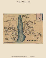 Westport Village, Connecticut 1856 Fairfield Co. - Old Map Custom Print