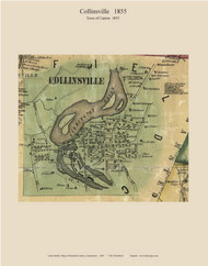 Collinsville Village, Connecticut 1855 Hartford Co. - Old Map Custom Print