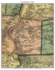 East Hartford, Connecticut 1855 Hartford Co. - Old Map Custom Print