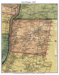 East Windsor, Connecticut 1855 Hartford Co. - Old Map Custom Print