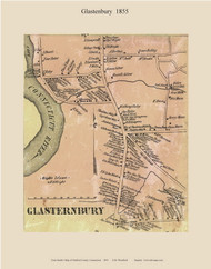 Glastenbury Village, Connecticut 1855 Hartford Co. - Old Map Custom Print