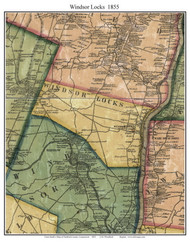 Windsor Locks, Connecticut 1855 Hartford Co. - Old Map Custom Print