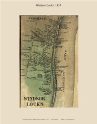 Windsor Locks Village, Connecticut 1855 Hartford Co. - Old Map Custom Print