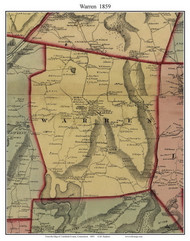 Warren, Connecticut 1859 Litchfield Co. - Old Map Custom Print