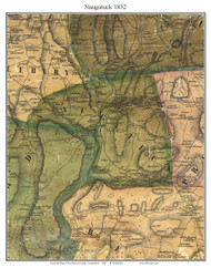 Naugatuck, Connecticut 1852 New Haven Co. - Old Map Custom Print