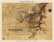 Waterbury Village, Connecticut 1852 New Haven Co. - Old Map Custom Print