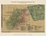 Mystic River, Connecticut 1854 New London Co. - Old Map Custom Print