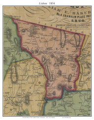 Lisbon, Connecticut 1854 New London Co. - Old Map Custom Print