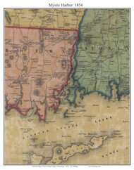 Mystic Harbor, Connecticut 1854 New London Co. - Old Map Custom Print