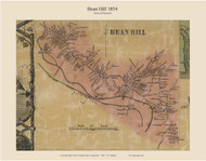 Bean Hill, Connecticut 1854 New London Co. - Old Map Custom Print