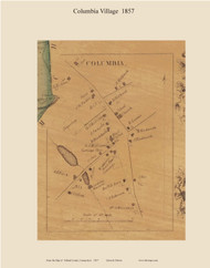 Columbia Village, Connecticut 1857 Tolland Co. - Old Map Custom Print