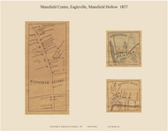 Mansfield Centre, Eagleville, Mansfield Hollow, Connecticut 1857 Tolland Co. - Old Map Custom Print