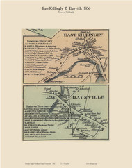 East Killingly & Dayville, Connecticut 1856 Windham Co. - Old Map Custom Print