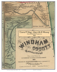 Central Village, Almyville & Moosup, Connecticut 1856 Windham Co. - Old Map Custom Print