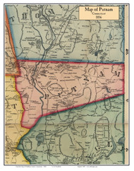 Putnam, Connecticut 1856 Windham Co. - Old Map Custom Print