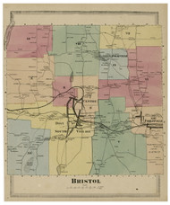 Bristol, Connecticut 1869 Hartford Co. - Old Map Reprint