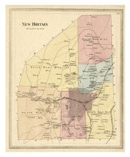 New Britain, Connecticut 1869 Hartford Co. - Old Map Reprint