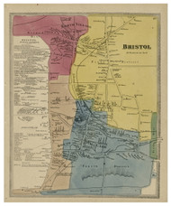 Bristol Village, Connecticut 1869 Hartford Co. - Old Map Reprint