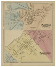 Farmington. Plainville etc, Connecticut 1869 Hartford Co. - Old Map Reprint