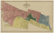 Hartford Ward 2,3,5, Connecticut 1869 Hartford Co. - Old Map Reprint