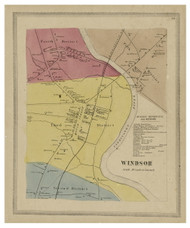 Windsor Village, Connecticut 1869 Hartford Co. - Old Map Reprint