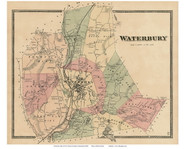 Waterbury, Connecticut 1868 Old Town Map Reprint - New Haven Co.