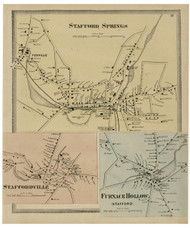 Stafford Springs Village, Connecticut 1869 Tolland Co. - Old Map Reprint
