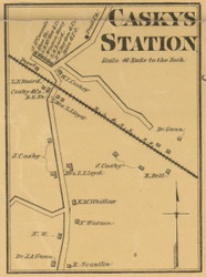 Caskys Station - Caskey, Kentucky 1878 Old Town Map Custom Print - Christian Co.